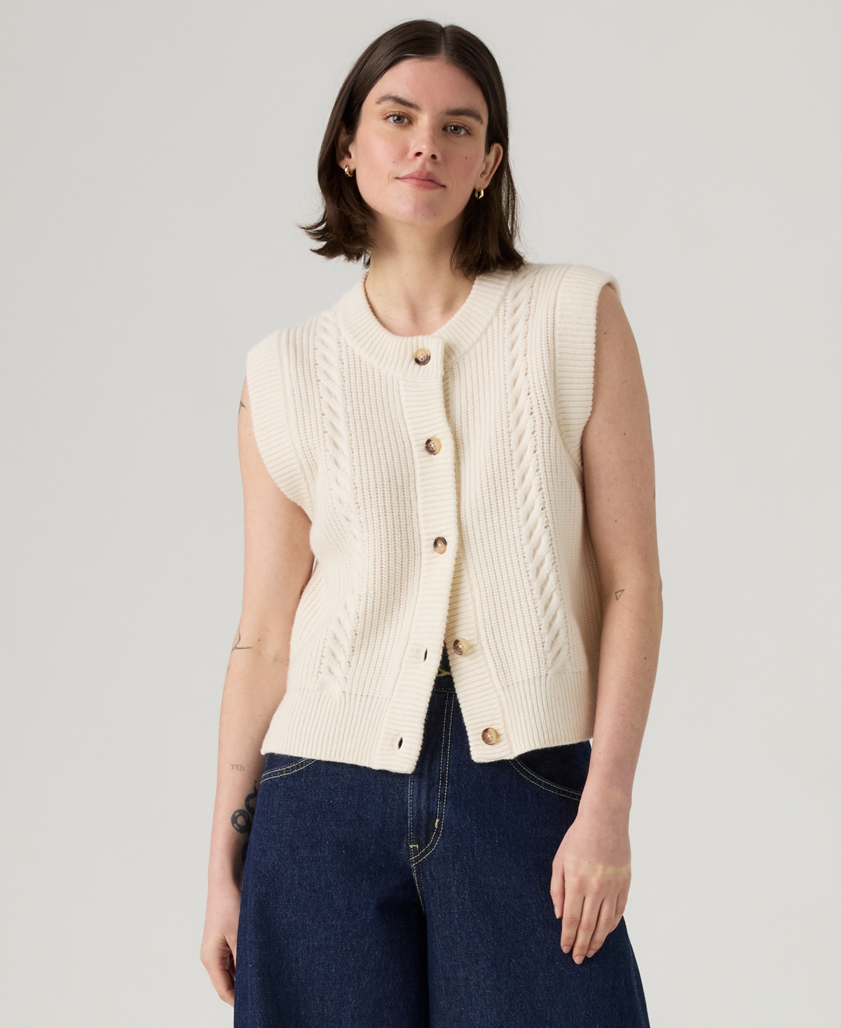 Levi's Women's Cable Knit Sweater Vest Sweater In Multi