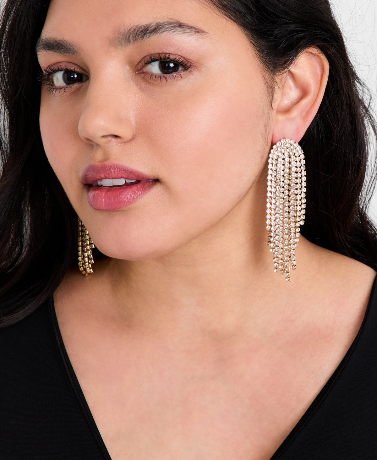 Inc International Concepts Crystal Shaky Chandelier Earrings, Macy's Exclusive In Gold