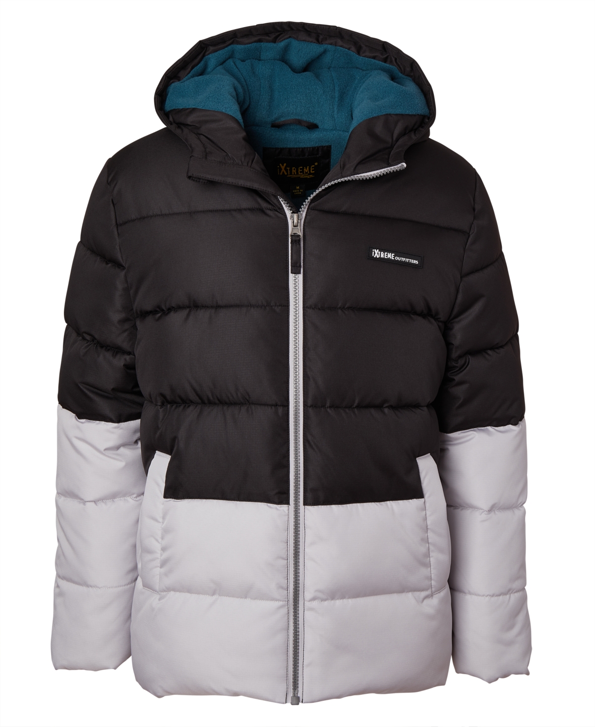Ixtreme Toddler And Little Boys Color Blocked Ripstop Puffer Jacket With Beanie In Black