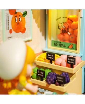 Building Model Kit Super Creator Super Fruit Store Plastic DIY Miniature House Kit, Multicolored, 6.4"6.4"6