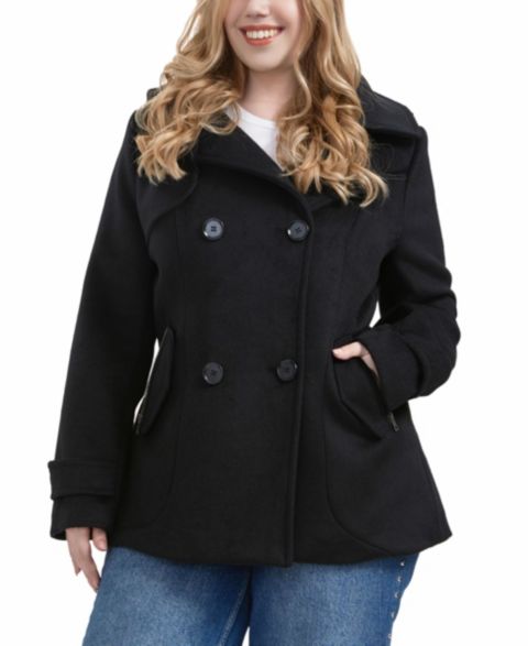 Женские куртки BGSD Women's Plus Size Piper Wool Blend Hooded Pea Coat