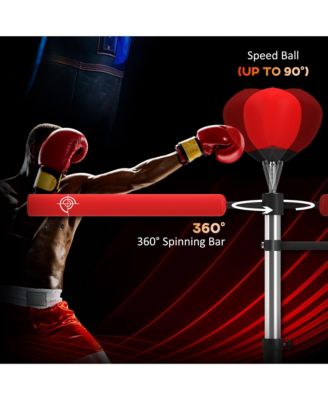 4-in-1 Punching Bag Sd w/ 2 Speedballs, 360° Relax Bar,