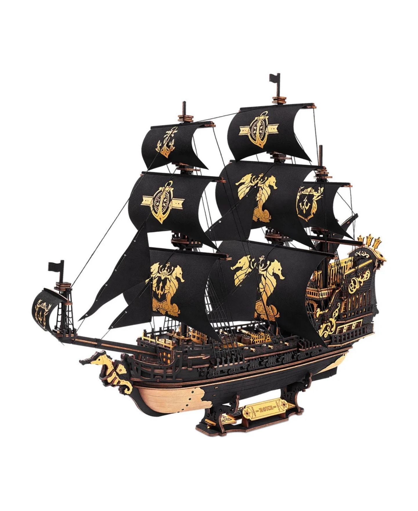 Детские конструкторы Robotime 3D Wooden Pirate Ship Seahorse Barque 603-Piece Puzzle, Ages 14+ — фото 1