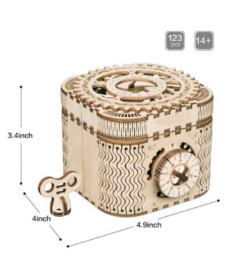Puzzle Box 3D Wooden Puzzle Model Kits, Beige, 4.9"4"3.4