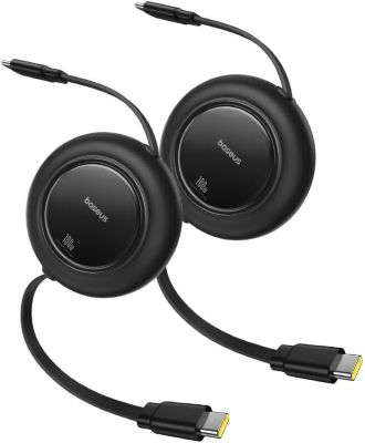USB C Cable, 100W 2-Pack 6.6ft Retractable USBC to USBC Fast Charging Cable, 7-Stage Length Preset Retractable Type C Cord