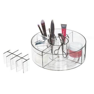 Rotating Makeup Organizer with Dividers - Clear