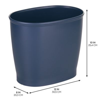 Oval 2.1 Gallon / 8 Liter Plastic Trash Can, 2-Pack, Navy, Made in USA