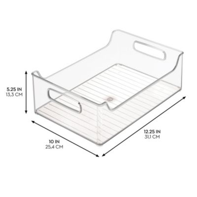 Plastic Stackable Pantry Bin with Handles, Set of 2, Clear, Made in USA