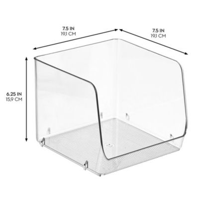 Open-Front Bin for Household Storage, Set of 2, Clear, Made in USA