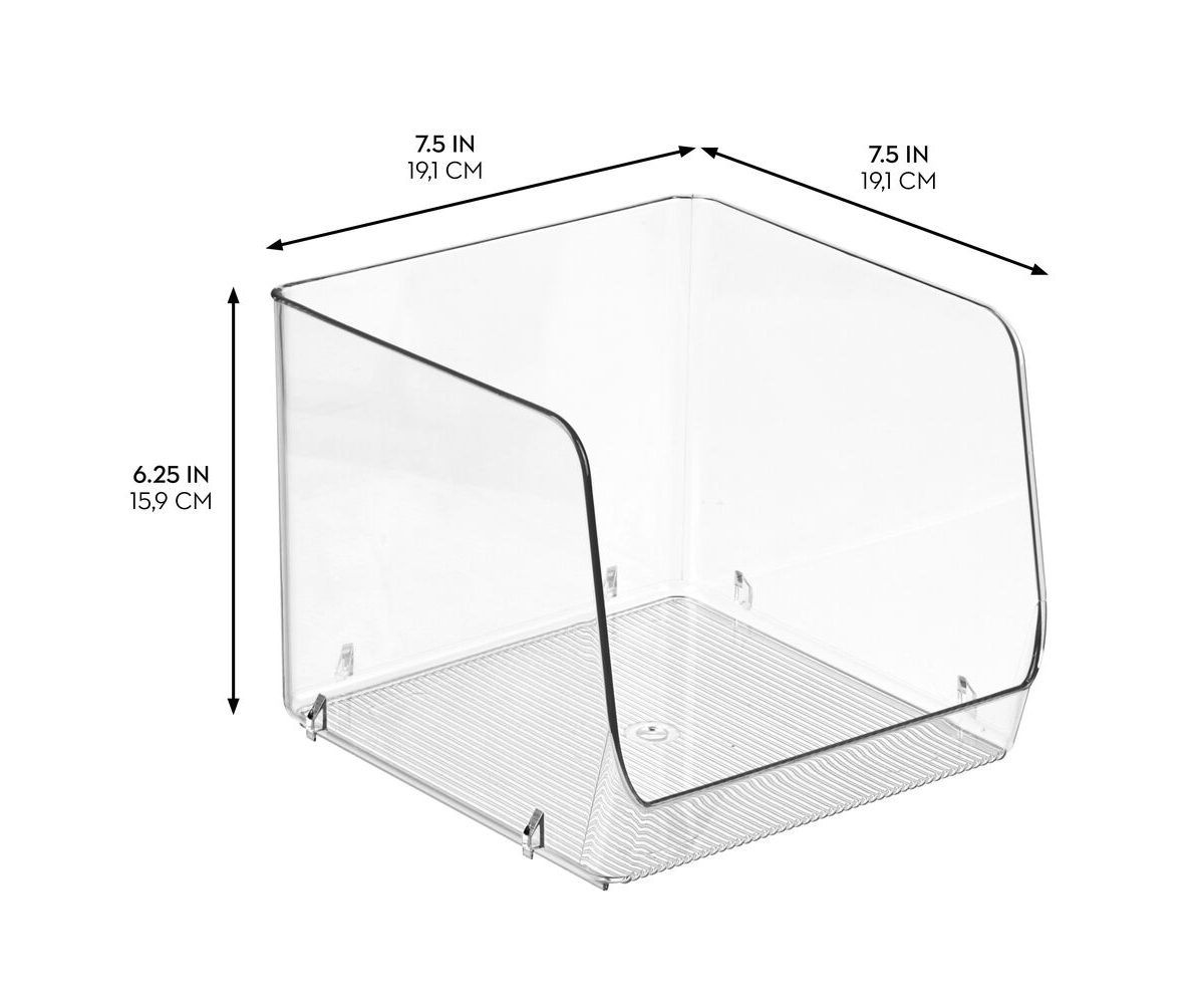 iDesign Open-Front Bin for Household Storage, Set of 4, Clear, Made in Usa