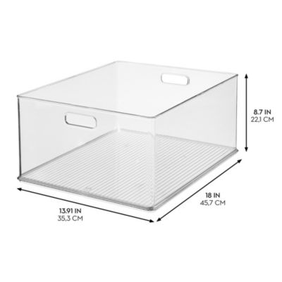 Stackable Plastic Pantry Storage Bin with Handles - Clear - Made in USA