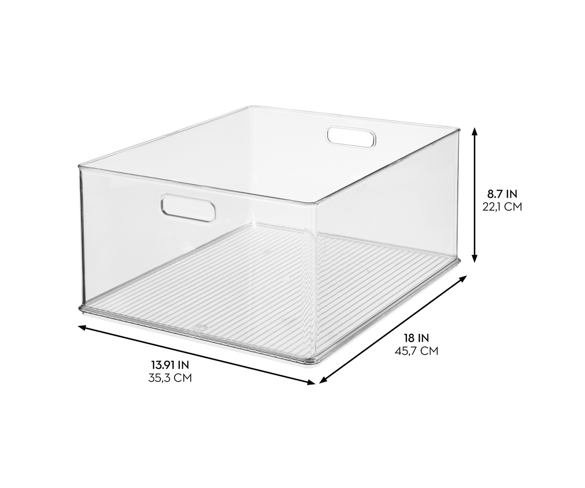 iDesign Stackable Plastic Pantry Storage Bin with Handles - Clear - Made in Usa