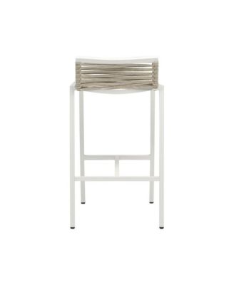 Maldives Cream Rope Fabric Outdoor Patio Barstool, Set of 2