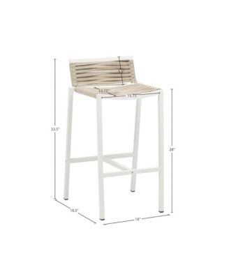 Maldives Cream Rope Fabric Outdoor Patio Barstool, Set of 2