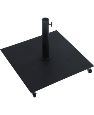 Fiji Beige Fabric / Matte Black Aluminum Patio Umbrella with Base Sets