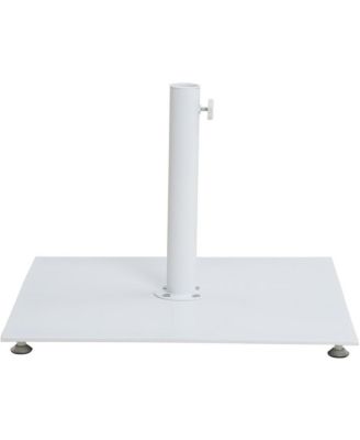 Fiji Grey Fabric / Matte White Aluminum Patio Umbrella with Base Sets