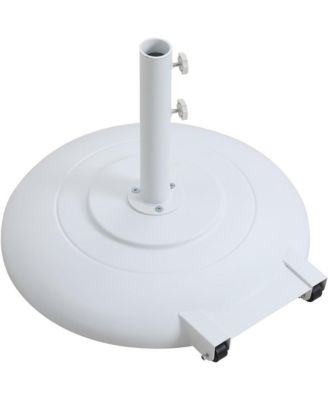 Fiji Beige Fabric / Matte White Aluminum Patio Umbrella with Base Sets