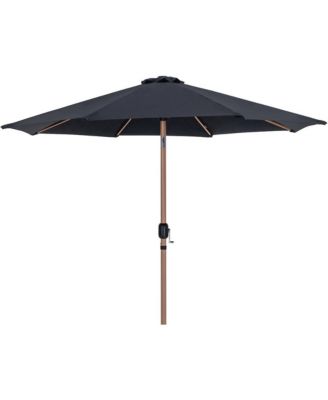 Fiji Black Fabric / Matte Black Aluminum Patio Umbrella with Base Sets