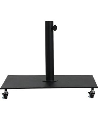 Amalfi Black With Cream Piping / Matte Black Metal Patio Umbrella with Base Sets