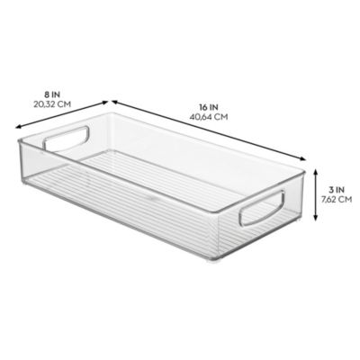 Stackable Pantry Storage Bin with Handles, Set of 4, Clear