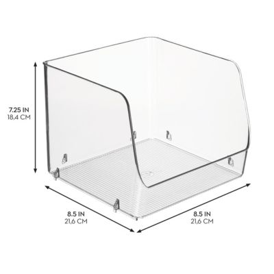 Stackable Open-Front Storage Bin - Set of 2 - Clear - Made in USA