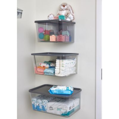 Medium Wall-Mounted Storage Bin and Bracket - Clear - Made in USA