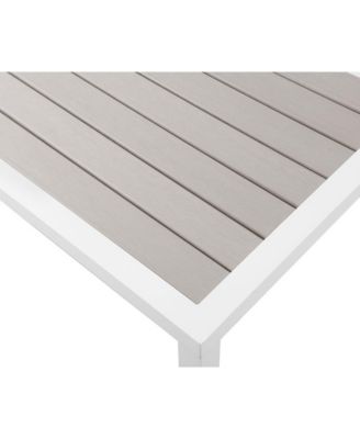 Nizuc Grey Wood Look Accent Paneling Outdoor Patio Aluminum End Table