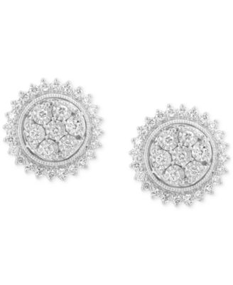 EFFY Collection - Diamond Halo Cluster Stud Earrings (1/2 ct. t.w.) in 14k White Gold