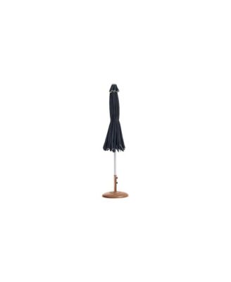 Amalfi Navy With Cream Piping / Matte White Metal Patio Umbrella with Base Sets