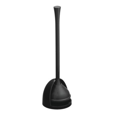 Compact Toilet Plunger with Holder for Bathroom - Black