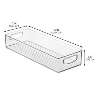 Plastic Stackable Pantry Bin with Handles, Set of 4, Clear, Made in USA