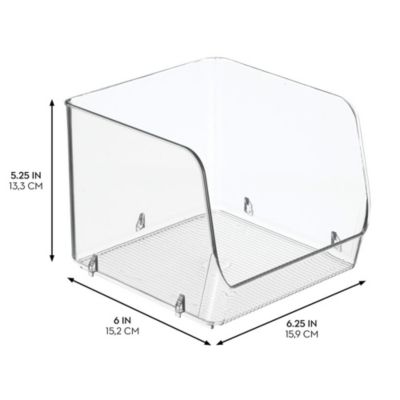 Set of 3 Stackable Open-Front Storage Bin