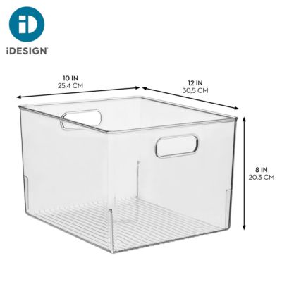 Plastic Storage Bin with Handles - Set of 2 - Clear - Made in USA
