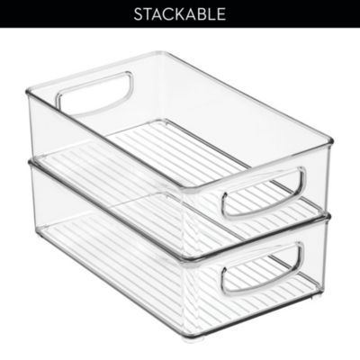 Stackable Pantry Storage Bin with Handles, Set of 4