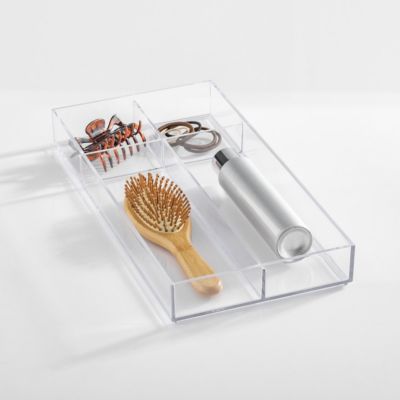 4-Section Stackable Makeup Drawer Organizer - Clear