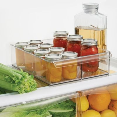 Divided Plastic Pantry Bin with Handle, Clear, Made in USA