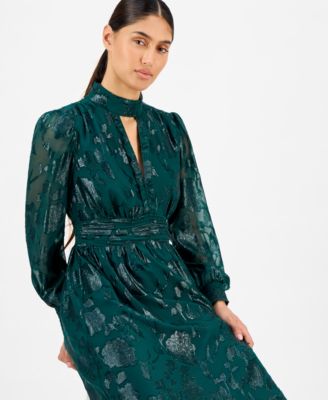 Petite Split Neck Long Sleeve Maxi Dress