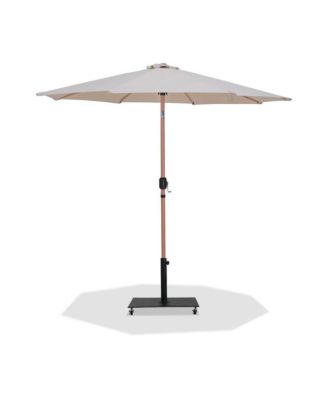 Fiji Beige Fabric / Matte Black Aluminum Patio Umbrella with Base Sets
