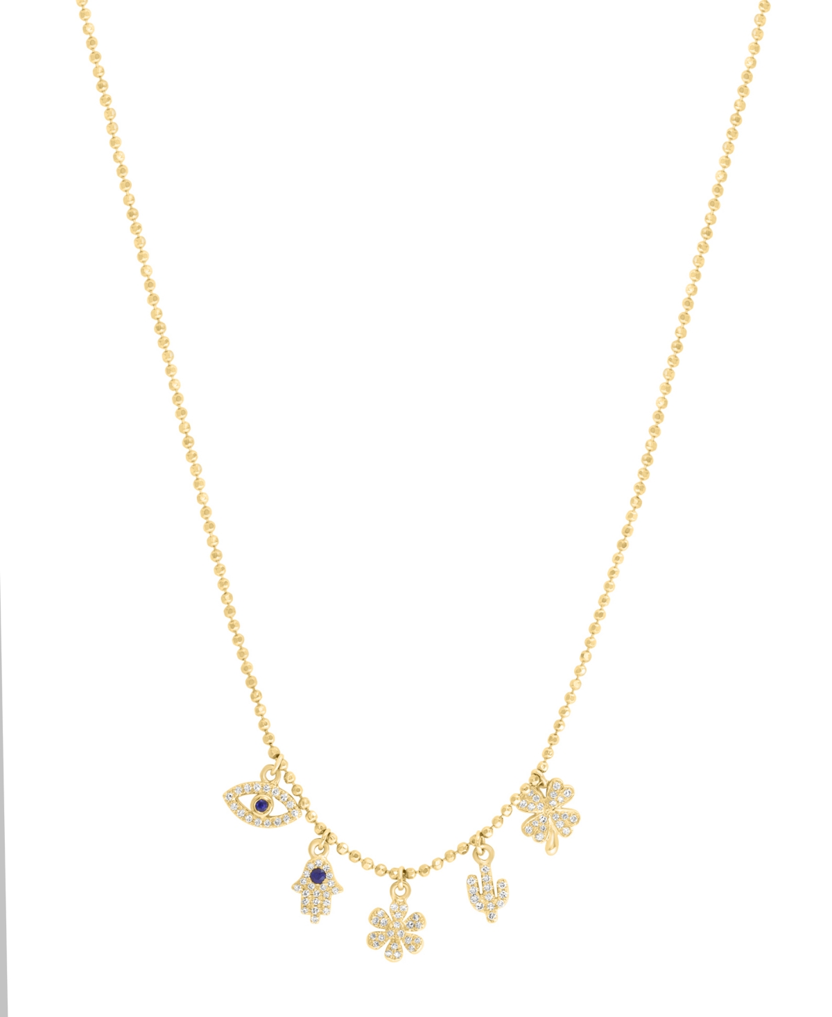 Effy Collection Effy White & Blue Diamond Multiple Charm 18" Pendant Necklace (1/4 Ct. T.w.) In 14k Gold In Gold