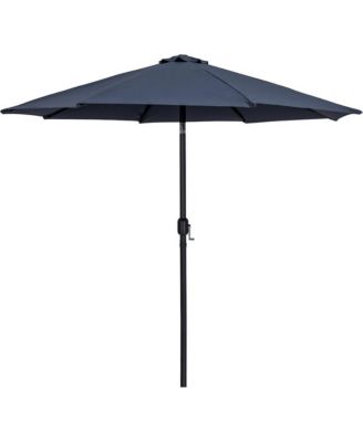Fiji Grey Fabric / Teak Aluminum Patio Umbrella with Base Sets