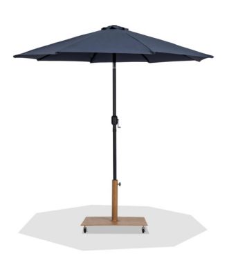 Fiji Grey Fabric / Teak Aluminum Patio Umbrella with Base Sets