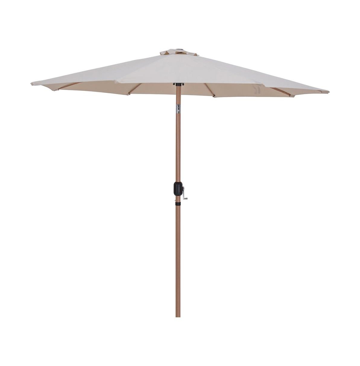 Meridian Furniture Fiji Beige Fabric / Teak Aluminum Patio Umbrella with Base Sets