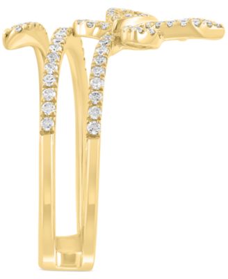 EFFY&reg; Diamond Round & Baguette Butterfly Wrap Ring (3/8 ct. t.w.) in 14k Gold