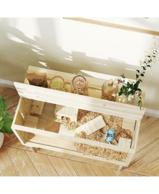 Wooden Hamster Cage Gerbil Cage for Syrian, Dwarf, Mouse