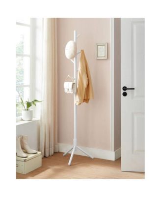 Freestanding Solid Wood Coat Rack with 8 Hanging Hooks, Modern Design