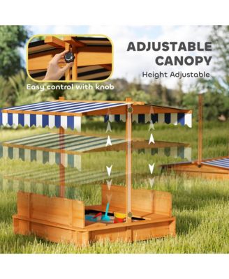 Cove box with Lid & Adjustable Canopy for Kids, Wooden