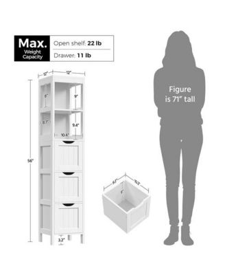 Cabinet Tower with 3 Drawers and 2 Shelves in Wood Finish for Storage