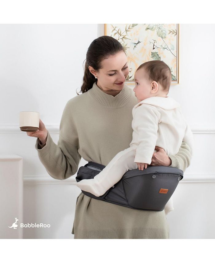 BabbleRoo Kids Carrier 6 in 1 Carrier with Hip Seat, Comfy & Adjustable Kangaroo Rose - Black