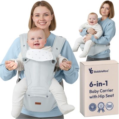 Kids 6-in-1 Carrier with Hip Seat and Lumbar Support, Ergonomic & Adjustable for Newborn to with Sunshade, Black