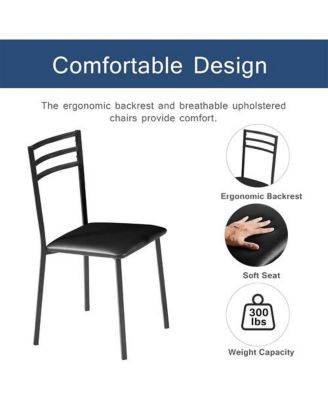 Modern 3-Piece Dining Set with Round Wood Table and 2 Chairs for Small Spaces